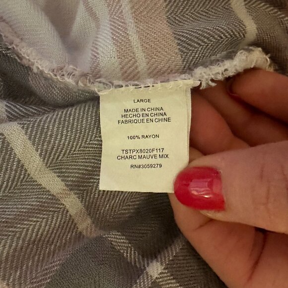 Women's L Thread & Supply Kandice Soft Classic Plaid Pink Gray Button Down - Picture 7 of 7